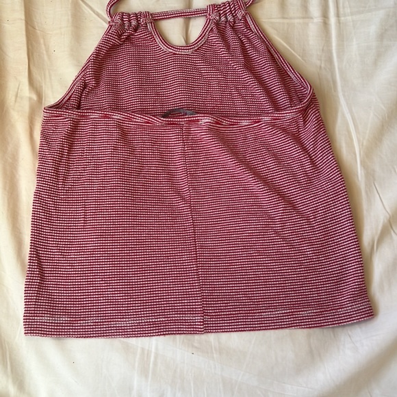 Brandy Melville Red and White Striped Halter Top - Picture 3 of 4